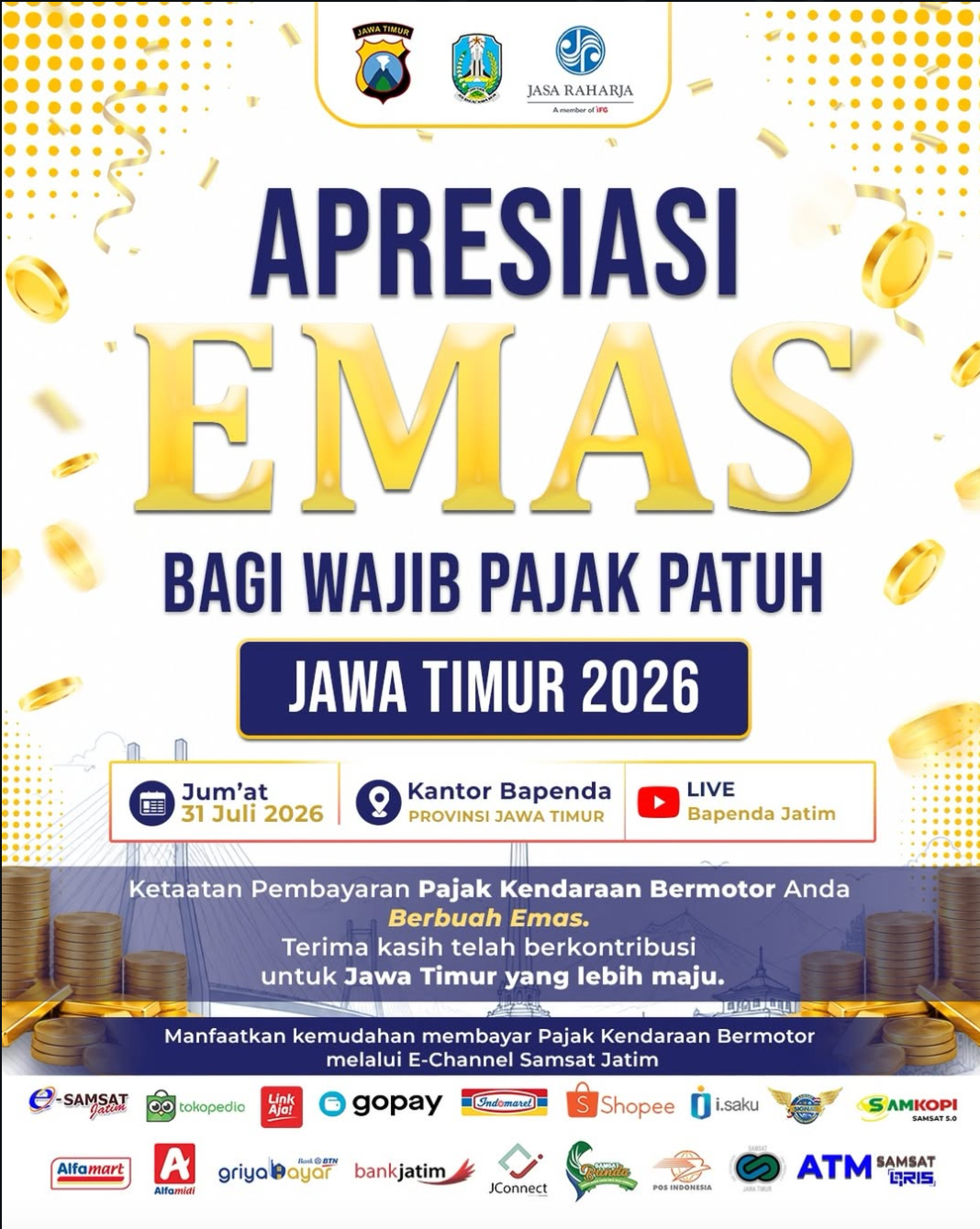 ✨ APRESIASI EMAS BAGI WAJIB PAJAK PATUH JAWA TIMUR 2026 ✨