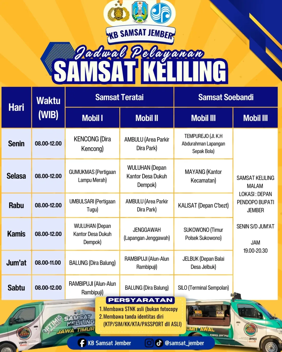 Informasi Jadwal Layanan Unggulan KB Samsat Jember
