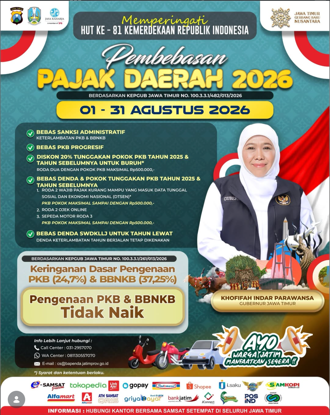 🇮🇩 MERDEKA! Saatnya Manfaatkan Pembebasan Pajak Daerah 2026 🇮🇩